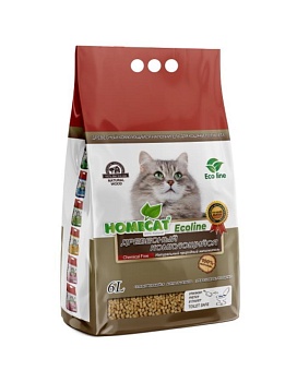 HOMECAT Ecoline древесный комкующийся наполнитель для кошачьих туалетов 6л купить  зоотовары для животных