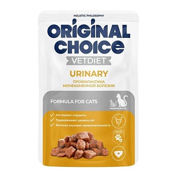 ORIGINAL CHOICE VETDIET Urinary диетическое полнорационное питание для взрослых кошек профилактика МКБ 14х85г купить  зоотовары для животных