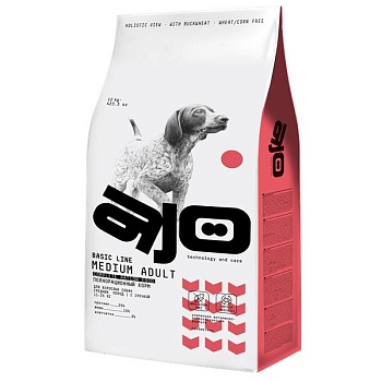 AJO Dog Medium Adult Сухой полнорационный корм с гречкой для взрослых собак средних пород 12кг купить  зоотовары для животных
