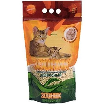 Наполнитель для кошек Зооник Древесный 4х5л купить  зоотовары для животных