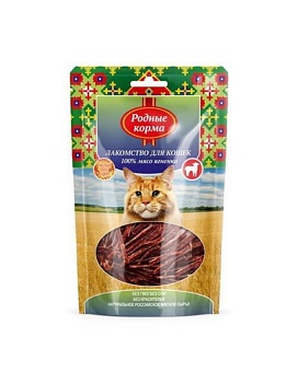 РОДНЫЕ КОРМА лакомство для кошек 100% мясо ягненка вяленое 50гр купить  зоотовары для животных