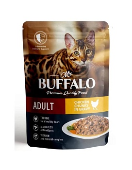 Mr.Buffalo ADULT влажный корм для кошек Цыпленок в соусе 28х85гр купить  зоотовары для животных