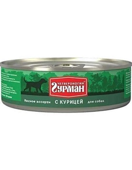 Четвероногий Гурман Мясное Ассотри для собак с Курицей 12х100г купить  зоотовары для животных