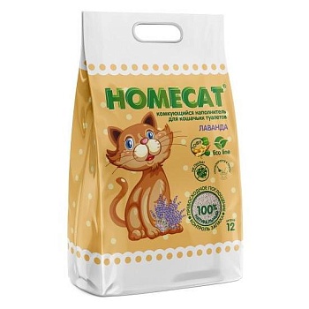 HOMECAT Эколайн Лаванда комкующийся наполнитель для кошачьих туалетов 12л купить  зоотовары для животных