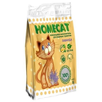 HOMECAT Эколайн Лаванда комкующийся наполнитель для кошачьих туалетов 6л купить  зоотовары для животных