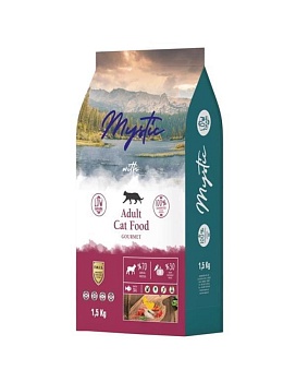 Mystic Adult Cat Food Gourmet сухой корм для кошек 1,5кг купить  зоотовары для животных