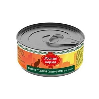 РОДНЫЕ КОРМА консервы для кошек Мясное угощение с Потрошками 24х100г купить  зоотовары для животных