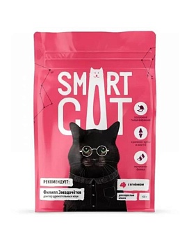 SMART CAT сухой корм для взрослых кошек с ягненком 400г купить  зоотовары для животных