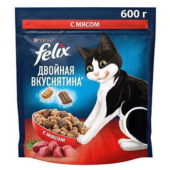 Felix Двойная вкуснятина корм для кошек, с мясом 600г купить  зоотовары для животных