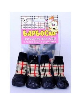 Барбоски Носки для Прогулки с Латексным Покрытием Клетка Xxs купить  зоотовары для животных