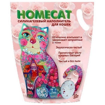 HOMECAT Роза Силикагелевый наполнитель для кошачьих туалетов с ароматом розы 3,6л купить  зоотовары для животных