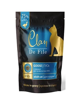 CLAN De File пауч для кошек Гусь с клюквой в соусе 14х85гр купить  зоотовары для животных