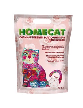 HOMECAT Роза Силикагелевый наполнитель для кошачьих туалетов с ароматом розы 12.5л купить  зоотовары для животных