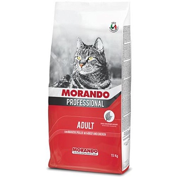 Morando Professional Gatto Сухой корм для взрослых кошек с говядиной и курицей 15кг купить  зоотовары для животных