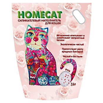 HOMECAT Роза Силикагелевый наполнитель для кошачьих туалетов с ароматом розы 7.6л купить  зоотовары для животных