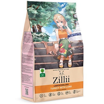 ZILLII Light/Sterilized Cat Сухой корм для взрослых кошек с избыточным весом и стерилизованных Индейка с Ягнёнком 2кг купить  зоотовары для животных