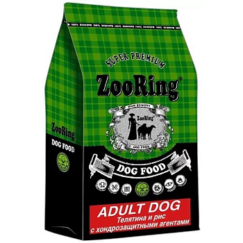 ZooRing Active Dog Сухой корм для собак Телятина и рис, с хондропротектерами 25/13, 20 кг купить  зоотовары для животных
