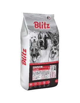 BLITZ ADULT BEEF & RICE корм для взрослых собак Говядина и рис 15кг купить  зоотовары для животных