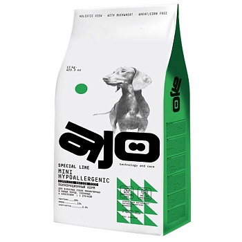 AJO Mini Hypoallergenic сузой для собак миниатюрных и малых пород, склонных к аллергиям с гречкой 12кг купить  зоотовары для животных