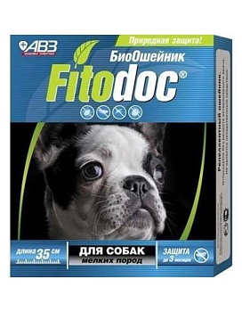 Ошейник "ФИТОДОК" репеллентный био от блох до 3 мес. и клещей до 5 недель для мелких собак 50г купить  зоотовары для животных