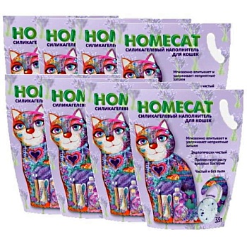 HOMECAT Лаванда Силикагелевый наполнитель для кошачьих туалетов с ароматом лаванды 8х3,8л купить  зоотовары для животных
