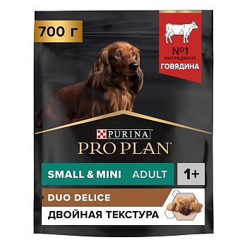 Pro Plan Duo Delice Сухой Корм для Собак Мелких и Карликовых Пород Говядина с Рисом 700гр купить  зоотовары для животных