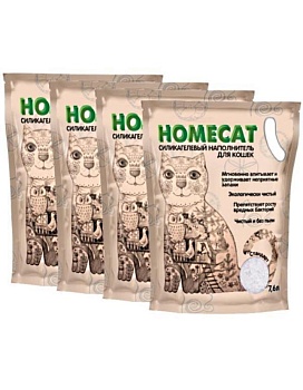 HOMECAT Стандарт Силикагелевый наполнитель для кошачьих туалетов без запаха 4х7,6л купить  зоотовары для животных