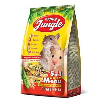 HAPPY JUNGLE Корм для грызунов (универсал) 350гр купить  зоотовары для животных