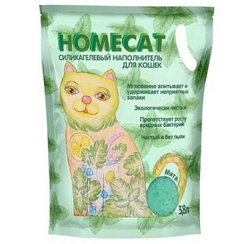 HOMECAT Мята силикагелевый наполнитель для кошачьих туалетов с ароматом мяты 3,8л купить  зоотовары для животных