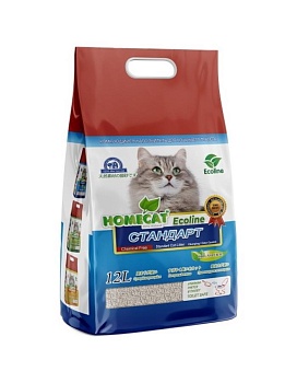 HOMECAT Эколайн Стандарт комкующийся наполнитель 12л купить  зоотовары для животных