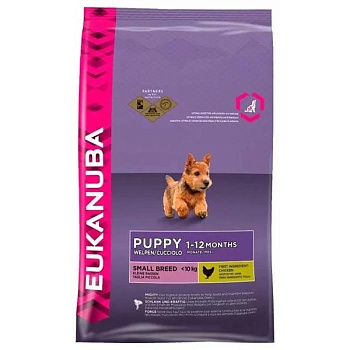 EUKANUBA PUPPY SMALL BREED р сухой корм для щенков мелких пород 800гр купить  зоотовары для животных