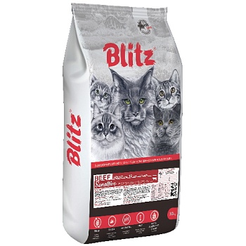 BLITZ ADULT CAT BEEF сухой корм для взрослых кошек Говядина 10кг купить  зоотовары для животных