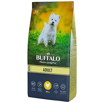 Mr.Buffalo B125 ADULT MINI сухой корм для собак мелких пород с курицей 800г купить  зоотовары для животных