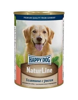 Happy Dog Natur Line консервы для собак Телятина с рисом 12х410гр купить  зоотовары для животных