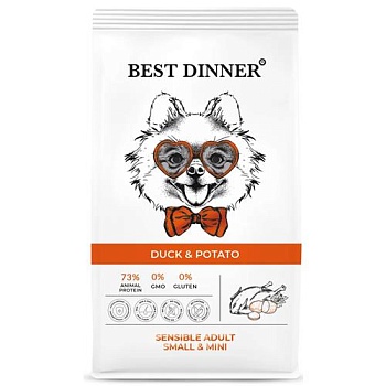 Best Dinner Sensible Корм сухой для собак мелких пород с Уткой и картофелем 10кг купить  зоотовары для животных