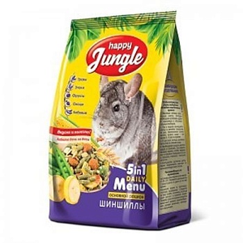 HAPPY JUNGLE Корм для шиншилл 900гр купить  зоотовары для животных
