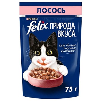 Felix Природа вкуса пауч консервы для взрослых кошек, с лососем 26х75г купить  зоотовары для животных