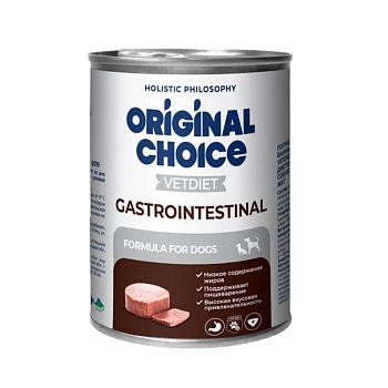 ORIGINAL CHOICE VETDIET Gastrointestinal ветеринарная диета для собак профилактика болезней ЖКТ 14х340г купить  зоотовары для животных