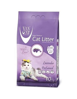 Van Cat Lavender Комкующийся наполнитель без пыли с ароматом Лаванды 10кг купить  зоотовары для животных