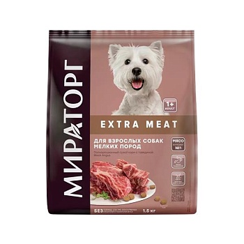 МИРАТОРГ Полнорационный сухой корм с говядиной Black Angus для взрослых собак мелких пород старше 1 года 1,5кг купить  зоотовары для животных