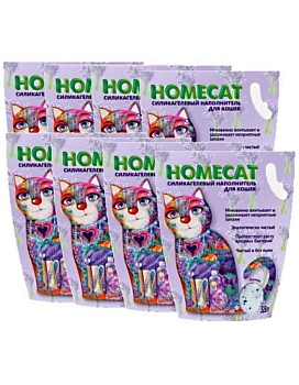 HOMECAT Лаванда Силикагелевый наполнитель для кошачьих туалетов с ароматом лаванды 8х3,8л купить  зоотовары для животных