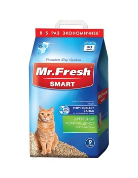 Mr.Fresh SMART наполнитель для короткошёрстных кошек 9л купить  зоотовары для животных