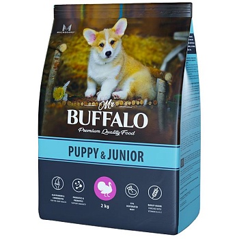 Mr.Buffalo PUPPY & JUNIOR сухой корм для щенков и юниоров с индейкой 2кг купить  зоотовары для животных