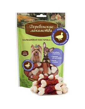 ДЕРЕВЕНСКИЕ ЛАКОМСТВА для мини-пород Кальциевая косточка с уткой 55 гр купить  зоотовары для животных