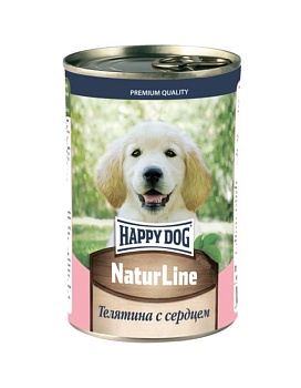 HAPPY DOG Natur Line консервы для щенков телятина с сердцем 12х410гр купить  зоотовары для животных