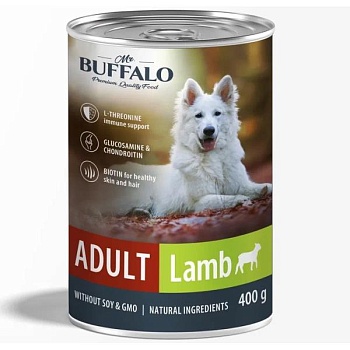 Mr.Buffalo ADULT консервы для собак собак Ягненок 9х400гр купить  зоотовары для животных