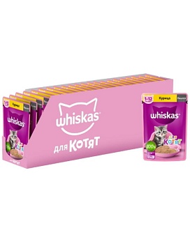 Whiskas Вискас Пауч для Котят Паштет Куриный 28х75гр купить  зоотовары для животных