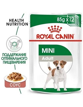 ROYAL CANIN MINI ADULT пауч влажный корм для взрослых собак мелких размеров от 10 месяцев кусочки в соусе 28х85г купить  зоотовары для животных