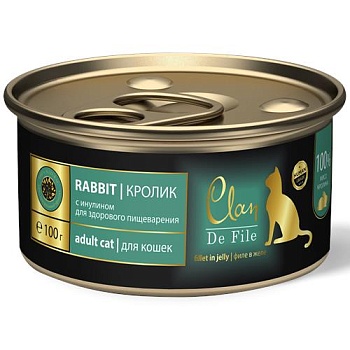 CLAN De File консервы для кошек Кролик 16х100гр купить  зоотовары для животных