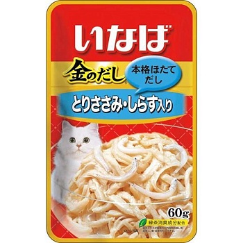INABA КИННОДАСИ пауч для кошек Куриное филе+мальки ширасу в желе 12х60г купить  зоотовары для животных